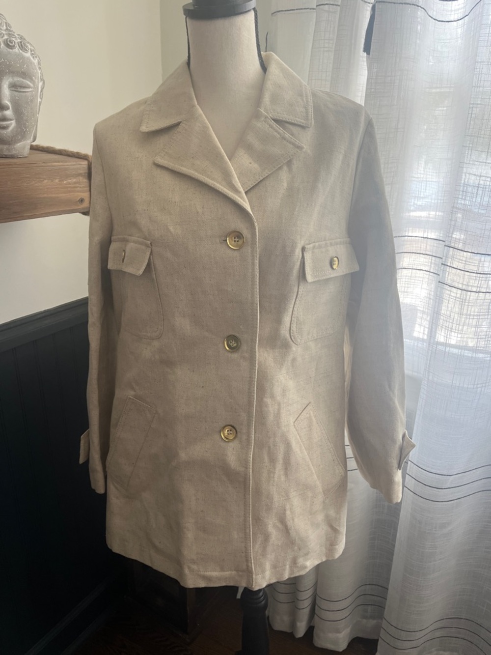 Neutral Linen-Blend Women's Jacket - Beige